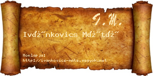 Ivánkovics Máté névjegykártya